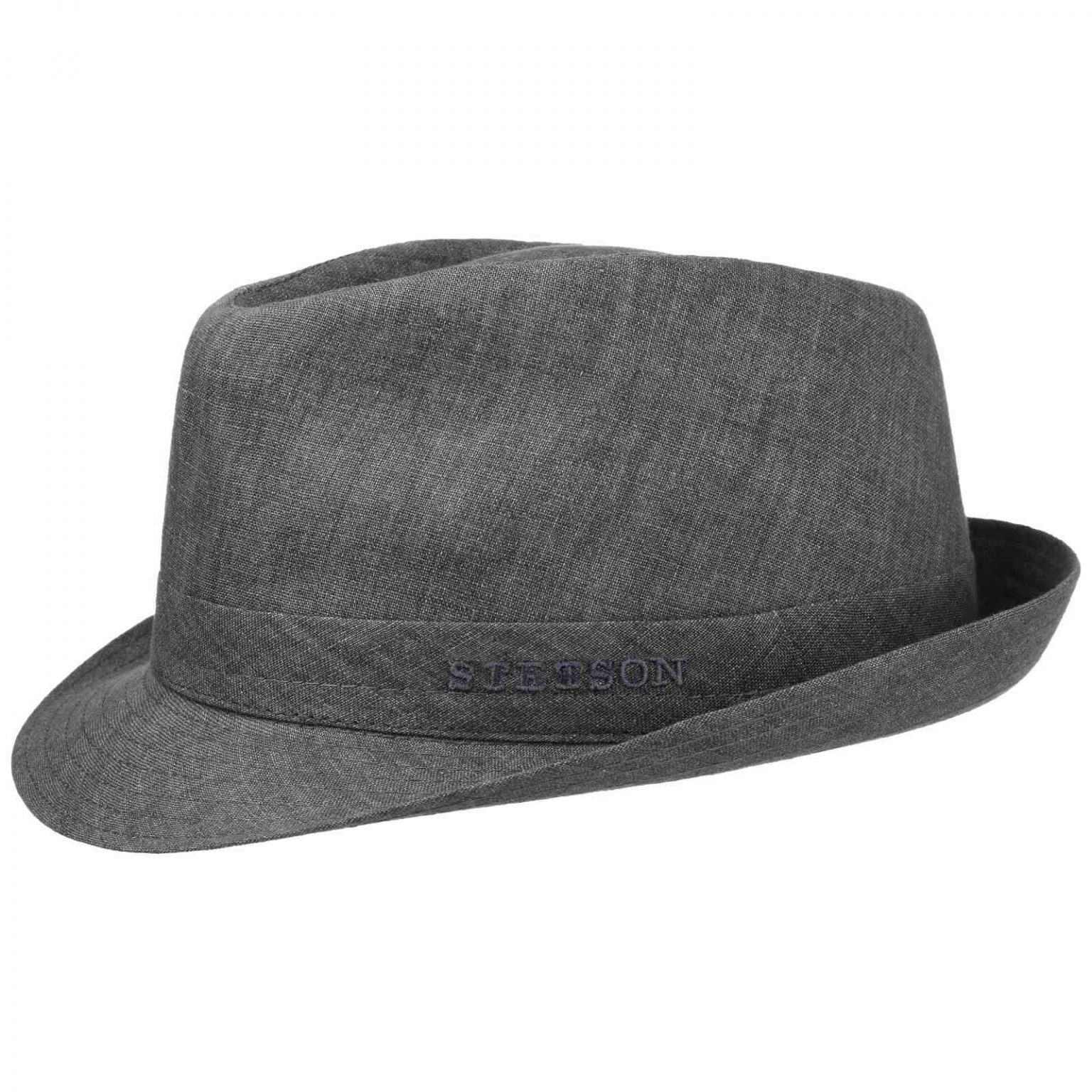 מגבעת טרילבי בד פשתן אפור צר שוליים STETSON